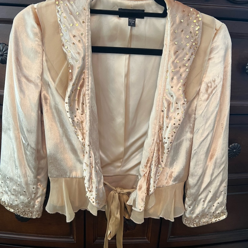 Bebe Vintage Gold Embellished Blazer Jacket. Size 2. - Picture 5 of 16